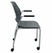 300 Lb. Capacity Gray Mobile Stacking  Training Room Chair w/Armrests