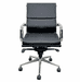 Leather Soft Pad Low Back Office Chair in Black