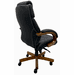 Wood Frame & Black Leather Office Chair