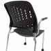 300 Lbs. Capacity Black Polypropylene Mobile Stacking Chair with Armrests