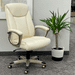 300-Lbs. Capacity High Back Receptionist's Chair with Cream Leather & Champagne Frame