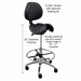 300 Lbs. Capacity Leather Split Seat Saddle Stool w/Backrest - 22 to 29 Inch Seat