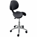 300 Lbs. Capacity Leather Split Seat Saddle Stool w/Backrest - 22 to 29 Inch Seat