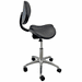 300 Lbs. Capacity Leather Split Seat Saddle Stool w/Backrest - 22 to 29 Inch Seat