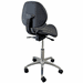 300 Lbs. Capacity Leather Split Seat Saddle Stool w/Backrest - 22 to 29 Inch Seat