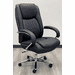 400 lbs. Cap. Cowhide Black Leather Office Desk Chair with Contrast Stitching