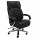 500 Lbs. Capacity Black Leather Big & Tall Executive Chair with Herringbone Stitching