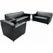 Black Leather 4-Piece Reception Set with Round End Table