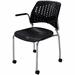300 Lbs. Capacity Black Polypropylene Mobile Stacking Chair with Armrests