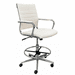 Contemporary Classic Mid Back Cream Leather Office Stool w/23" - 32"H Seat Height