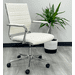 Contemporary Classic Mid Back Padded Office Chair in Cream Leather