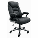 Executive Office Chair in Black Leather with Chrome Accents