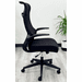 High Back Mesh Desk Chair with Flip Up Arms and Cloth Seat