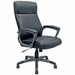 High Back Swivel Chair with Black Leather & Charcoal Frame