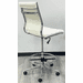Padded Contemporary Classic Armless Cream Leather Mid Back Stool w/23" - 32"H Seat Height