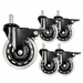 Set of Five 3-inch Locking Rubber Inline Casters with 350 Pound Capacity