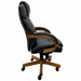 Wood Frame & Black Leather Office Chair
