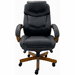 Wood Frame & Black Leather Office Chair