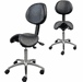 300 lbs. Cap. Leather Saddle Seat Stool w/Backrest - 22 - 29.5 Inch Seat Height