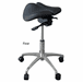 300 Lbs. Capacity Split Seat Saddle Stool in Leather - 22 to 29 Inch Seat Height