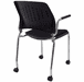 300 Lbs. Capacity Black Padded Mobile Stacking Chair with Armrests