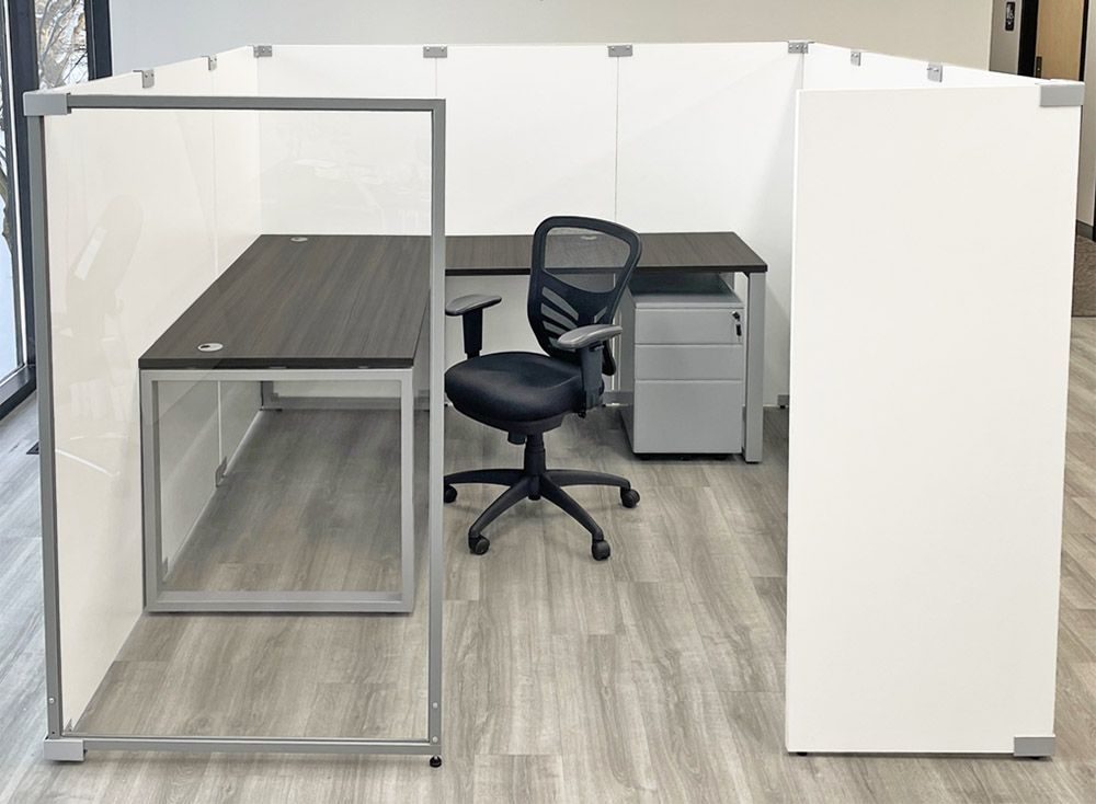 'W x 'D x 5'H Economy White Laminate Fully Furnished Modular Office