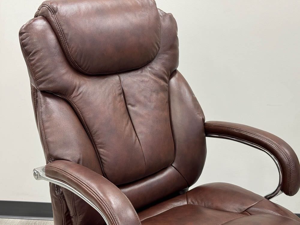 Genuine Cowhide Leather 500 lbs. Capacity Desk Chair in Tobacco Brown