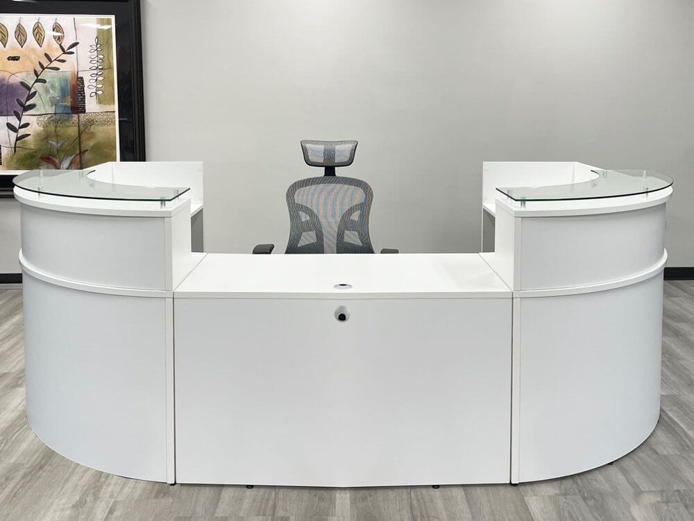 UShaped Curved Glass Top Reception Desk