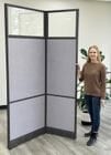 24&quotW x 7'H Acoustical Office Panel in Cool Gray PET and Black Frame w/Window