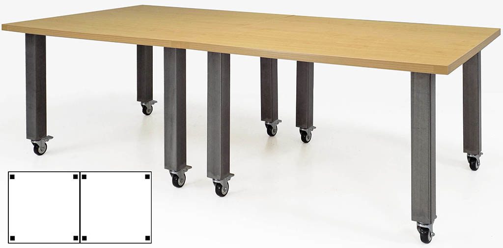 8' x 4' Rectangular Mobile Industrial Steel Leg Conference Table