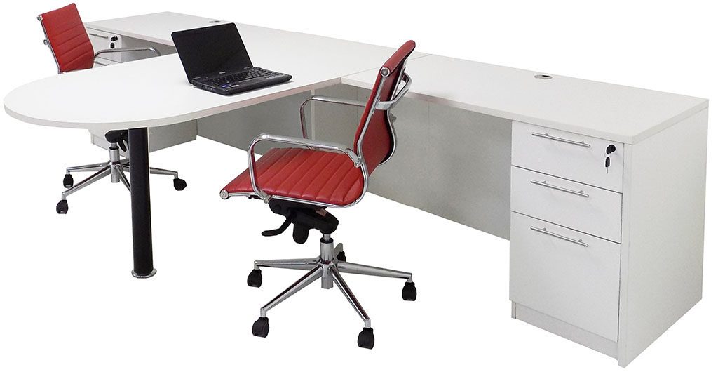 white desk for 2 people