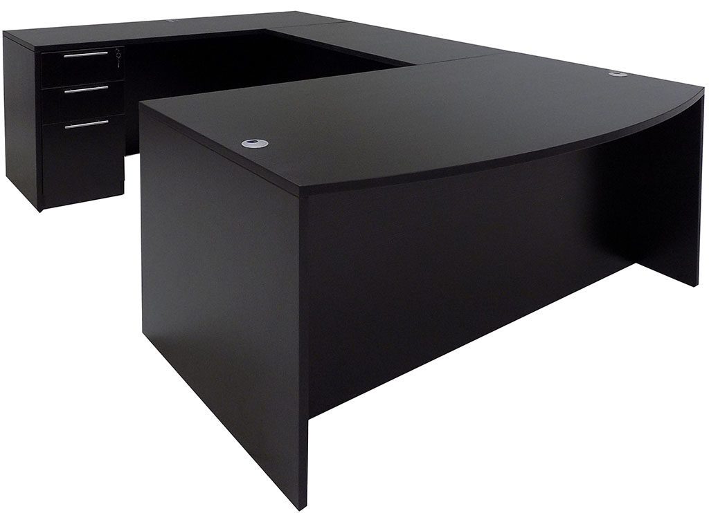 u shaped desk black