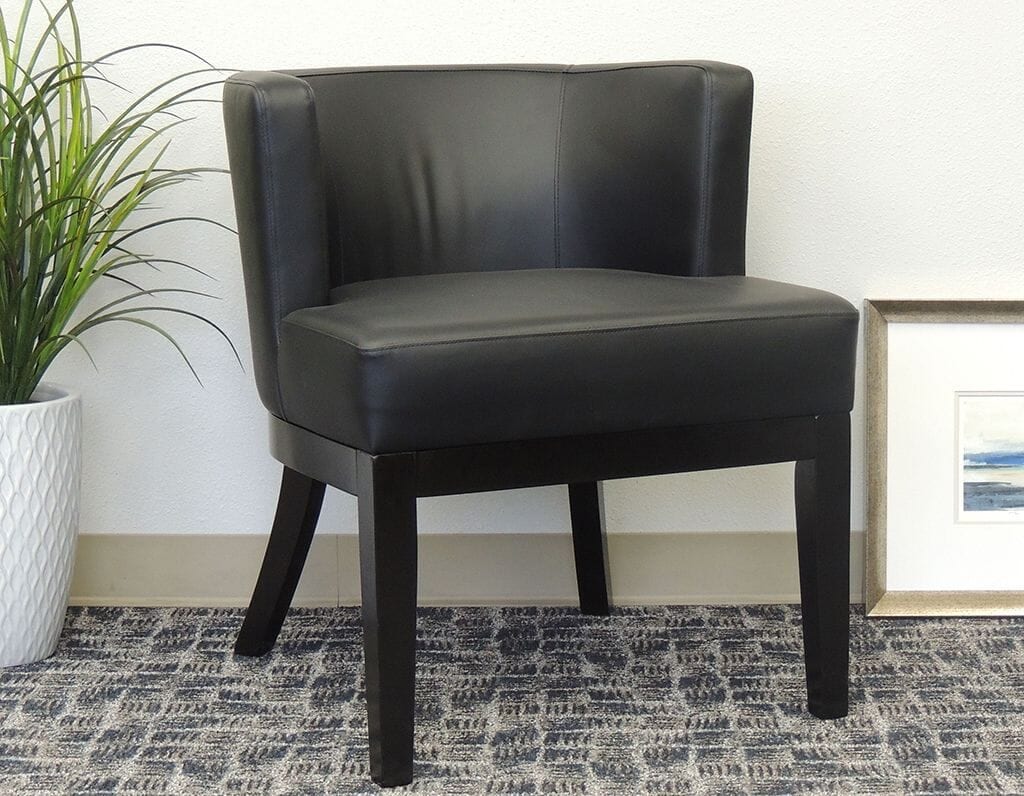 Black Vinyl Barrel Guest Chair