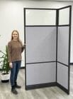 36&quotW x 7'H Acoustical Office Panel in Cool Gray PET and Black Frame w/Window