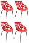 Set of 4 Fire Red Lavaflow Stack Chairs