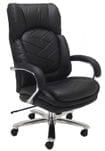 500 Lbs. Capacity Executive Black Leather Big & Tall Chair with Herringbone Stitching