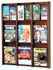 Oak & Acrylic Wall Racks -- 9 Magazine/18 Brochure Pocket Rack