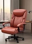 400 lbs. Cap. Cowhide Leather Executive Chair with Diamond Stitching in Terra Cotta Brown