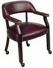 Traditional Guest Chair with Casters in Oxblood Vinyl