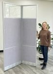 24&quotW x 7'H Acoustical Office Panel in Cool Gray PET and Silver Frame w/Window