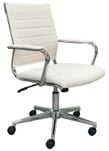 Padded Modern Classic Mid Back Office Chair in Cream Leather