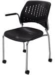 300 Lb. Capacity Black Mobile Stacking Guest Chair w/Armrests