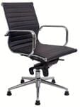 Modern Classic Leather Swivel Guest Chair on Glides