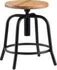 Industrial Metal Stool with Solid Wood Seat, 18"-25" Seat Height