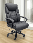 400 lbs. Cap. Cowhide Leather Executive Chair with Diamond Stitching in Black
