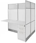60&quotW x 49&quotD x 67&quotH White Laminate Washable Double Add-On Cubicle