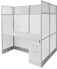 60&quotW x 49&quotD x 67&quotH White Laminate Washable Double Starter Cubicle