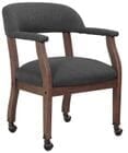 Slate Grey Linen Guest Chair with Wood Frame & Casters