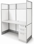 60&quotW White Laminate Washable Cubicles - 60&quotW x 24&quotD x 67&quotH Starter Cubicle