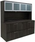 Charcoal Lateral File Credenza w/Hutch